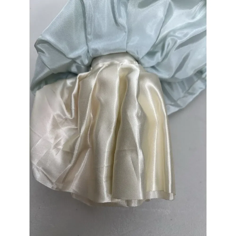 Antique Porcelain Head German China Doll Cloth Body Blue Dress